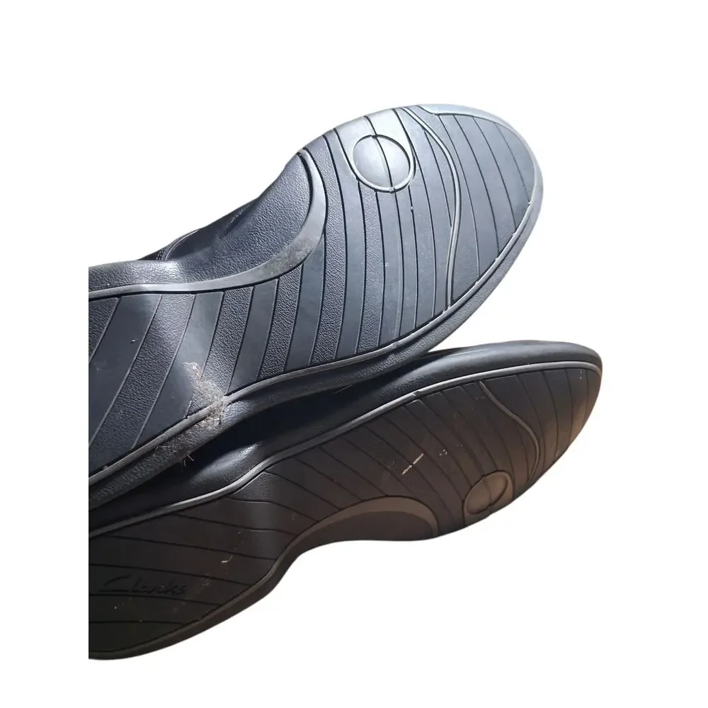 Clarks Plus Black Leather‎ Mens size 11M Casual Career Church Slip-on Loafers